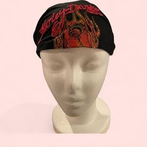 Vintage Y2K Harley Davidson bling bling flames skullcap headband hat baddie
